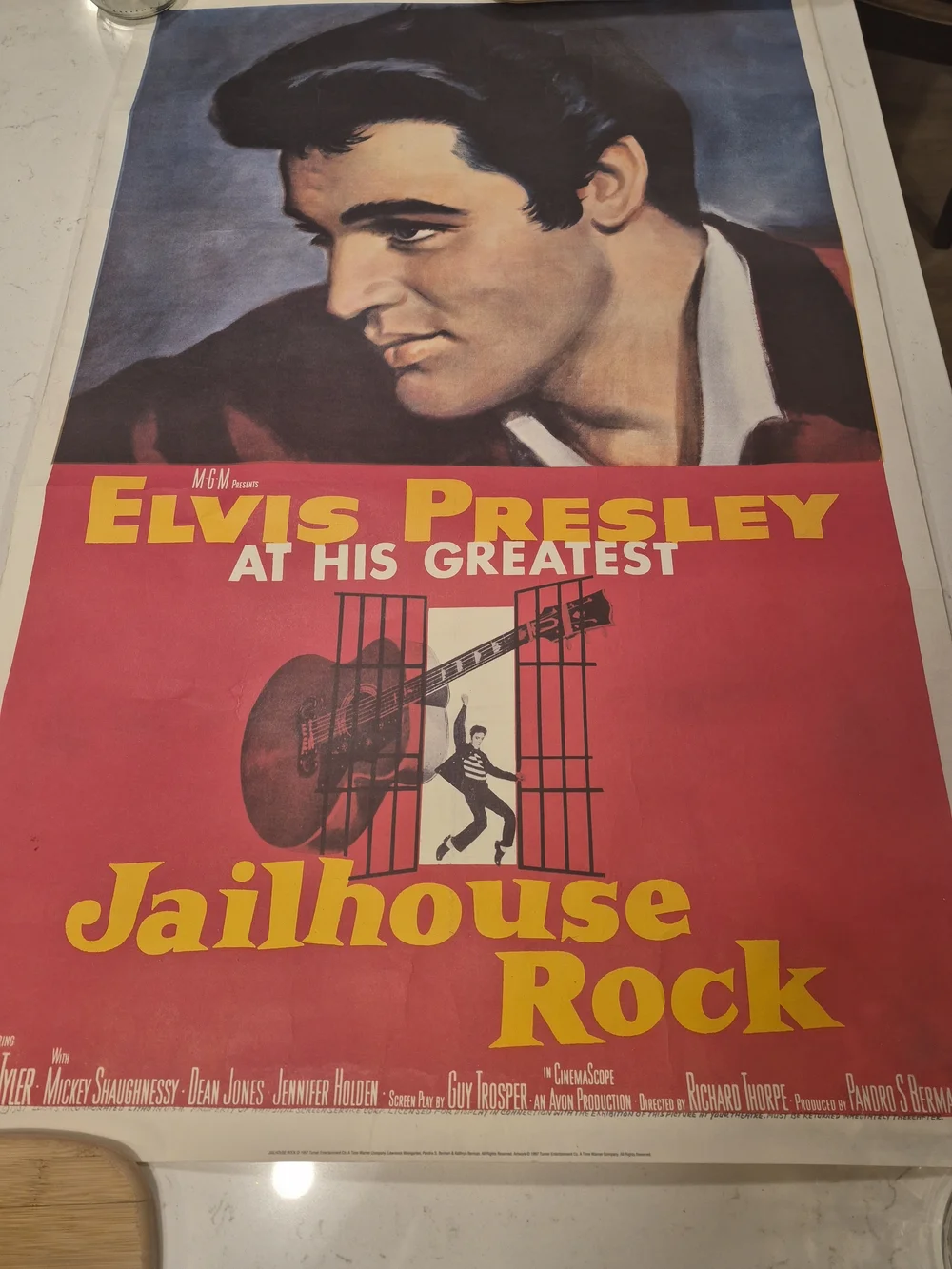 Elvis Presley 1957 Original Jailhouse Rock Movie Poster - Red & Blue